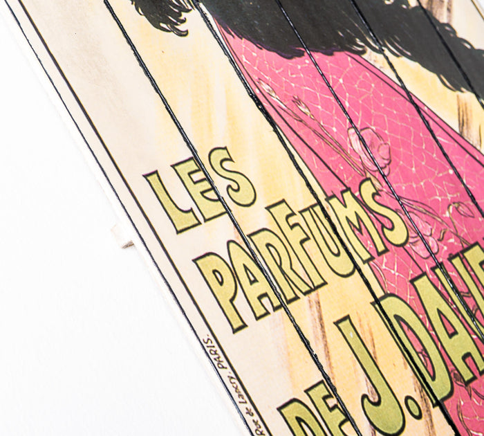 Stampa su legno con tela multicolor 60x100 cm