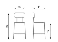2x Sgabello in polipropilene con seduta in azzurro