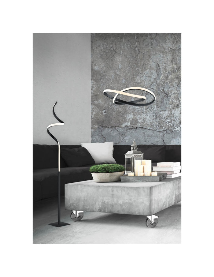 Sospensione Moderna Course Antracite Nero Led Dimmerabile 27W Ø60 cm Trio Lighting