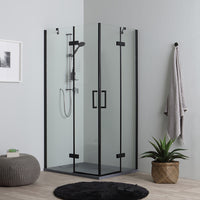 Cabina doccia nera 90x70 vetro trasparente