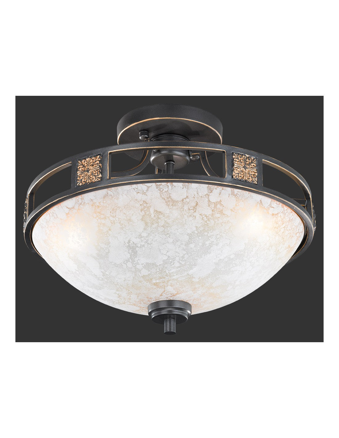 Plafoniera 3xE27 Quinta Ruggine Vetro Alabastro Ø42 cm Trio Lighting