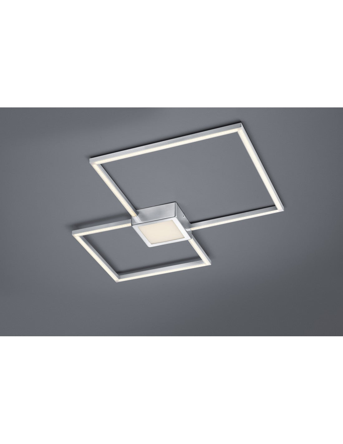 Plafoniera Hydra Doppio Quadrato Led 28w Nichel L65 cm Dimmerabile Trio Lighting