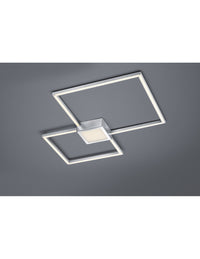 Plafoniera Hydra Doppio Quadrato Led 28w Nichel L65 cm Dimmerabile Trio Lighting