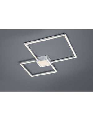 Plafoniera Hydra Doppio Quadrato Led 28w Nichel L65 cm Dimmerabile Trio Lighting