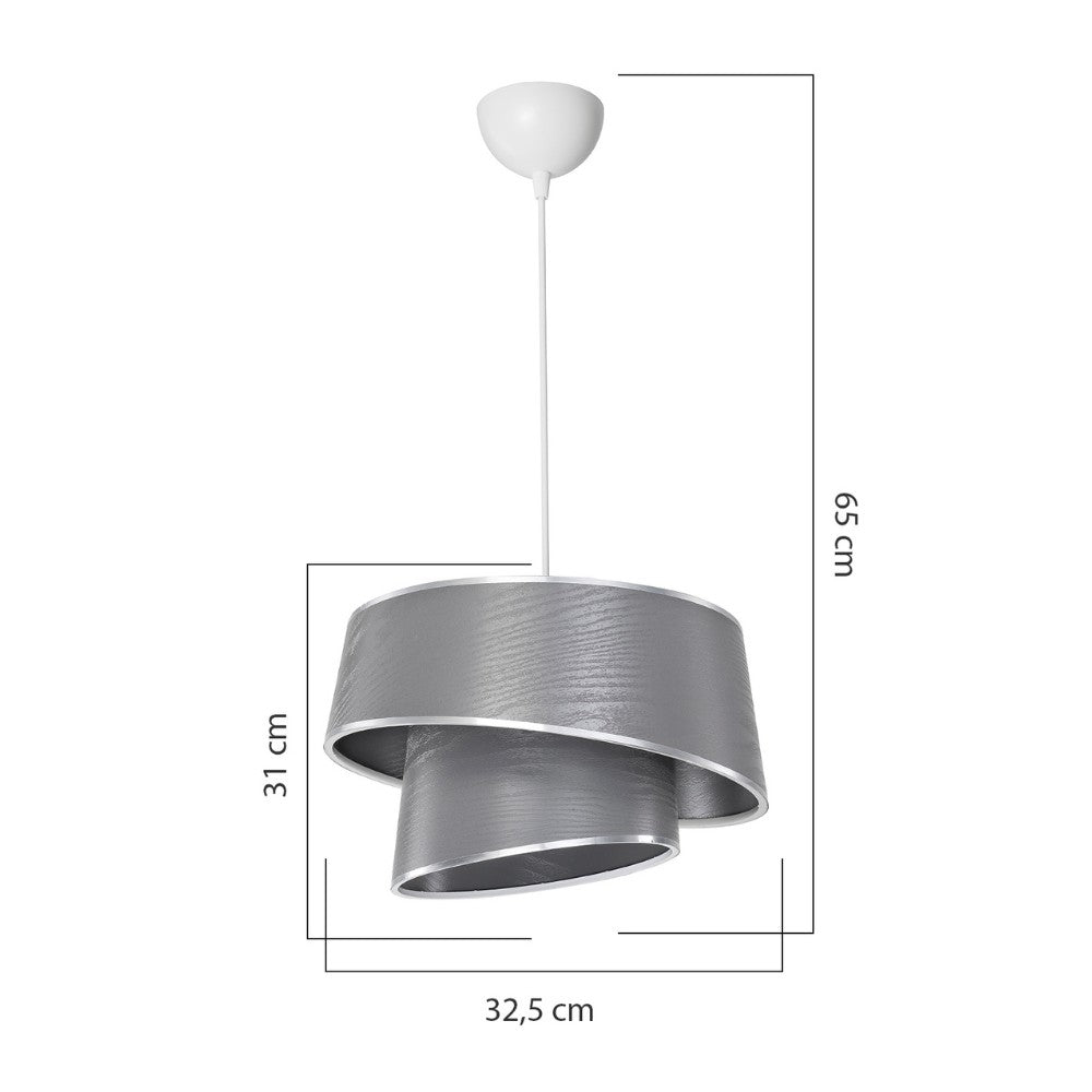 Lampada da soffitto Lima MDL5132 con paralume in tessuto grigio H65xL32.5