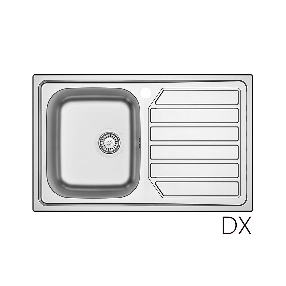 Lavello incasso acciaio inox 80x50 cm con gocciolatoio dx
