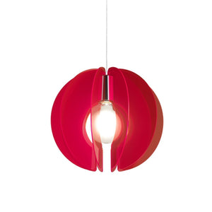 Sospensione Sirio Rosso Fluorescente in Metallo Cromato Cm. 40 x 40h