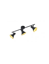 Lampada Soffitto 3 Faretti Spot E14 Nina Nero e Oro Trio Lighting