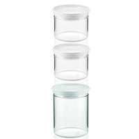 Set di 3 barattoli con tappo bianco