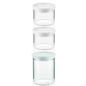 Set di 3 barattoli con tappo bianco
