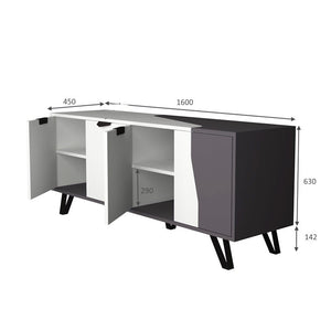 Mobile credenza 4 ante bianco grigio 160x45xh.77 cm EFFEZ