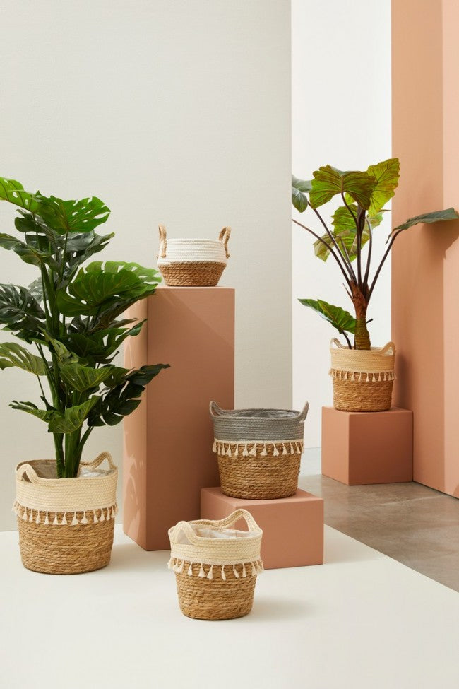 3x Cesta in fibre naturali D.24x25h, D.30x31h, D.32x35h