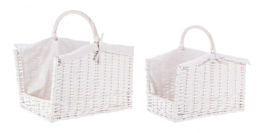 2x Cesta legna bianco 44x30x42h, 50x37x47,5h