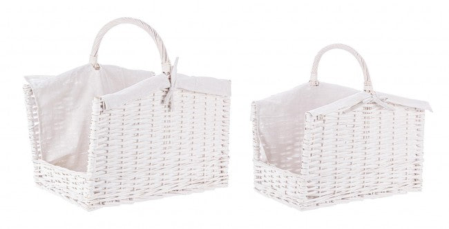 2x Cesta legna bianco 44x30x42h, 50x37x47,5h