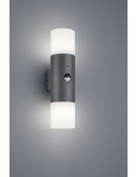 Applique Hoosic Biemissione 2xE27 Antracite Con Sensore Movimento H33 cm IP44 Trio Lighting