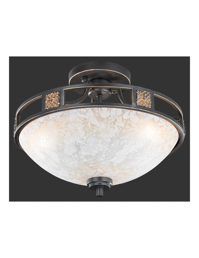 Plafoniera 3xE27 Quinta Ruggine Vetro Alabastro Ø42 cm Trio Lighting