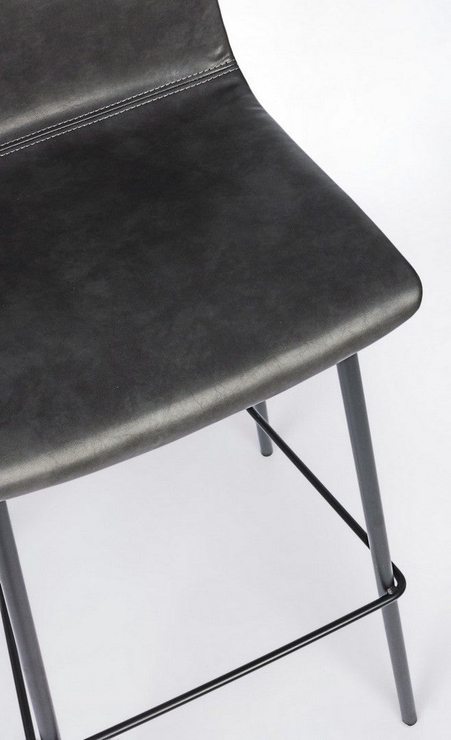 Sgabello bar vintage acciaio similpelle antracite Kyra cm 39 x 44 x 103,5