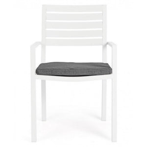 Sedia con braccioli Helina bianco in alluminio