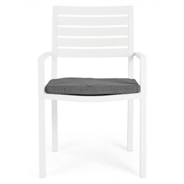 Sedia con braccioli Helina bianco in alluminio