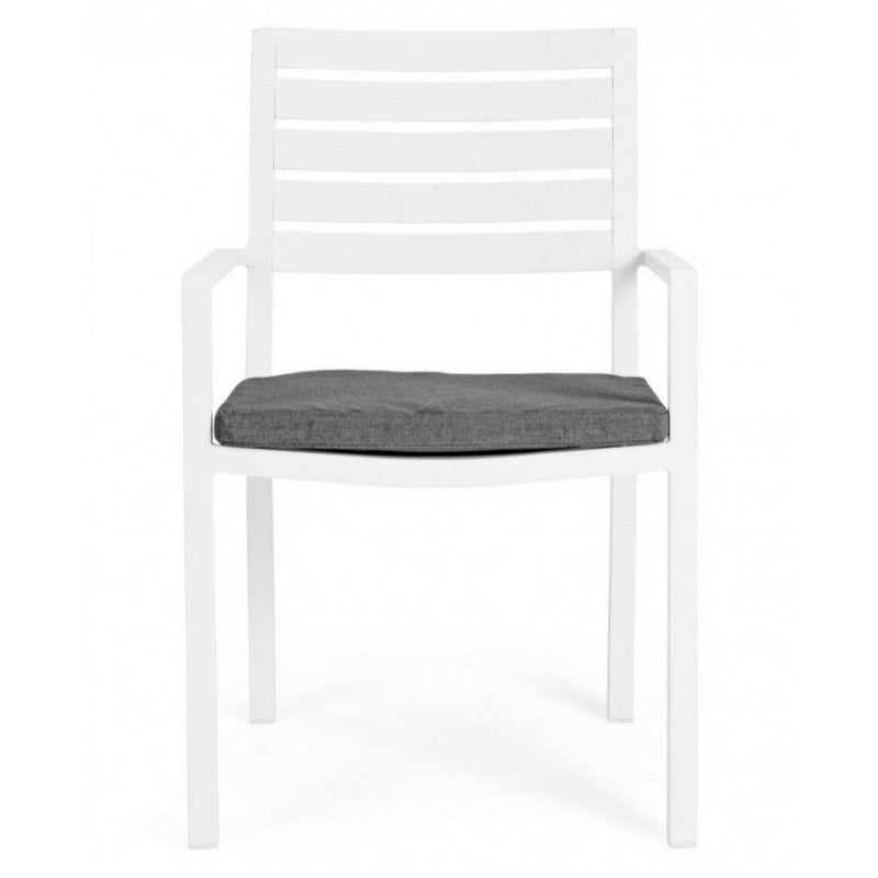 Sedia con braccioli Helina bianco in alluminio