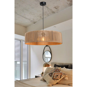 Lampada da soffitto Roya ASZ1747 in carta intrecciata rustica effetto bamboo H66xL55
