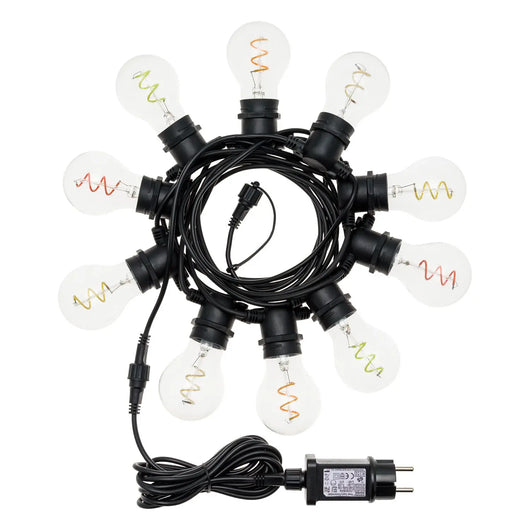 Party Light 36V 10 A60 E27 Spiral Filament LED 4+5m Multicolor