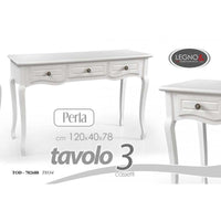 Tavolo bianco shabby elegante cm 120 x40 x 78h tre cassetti