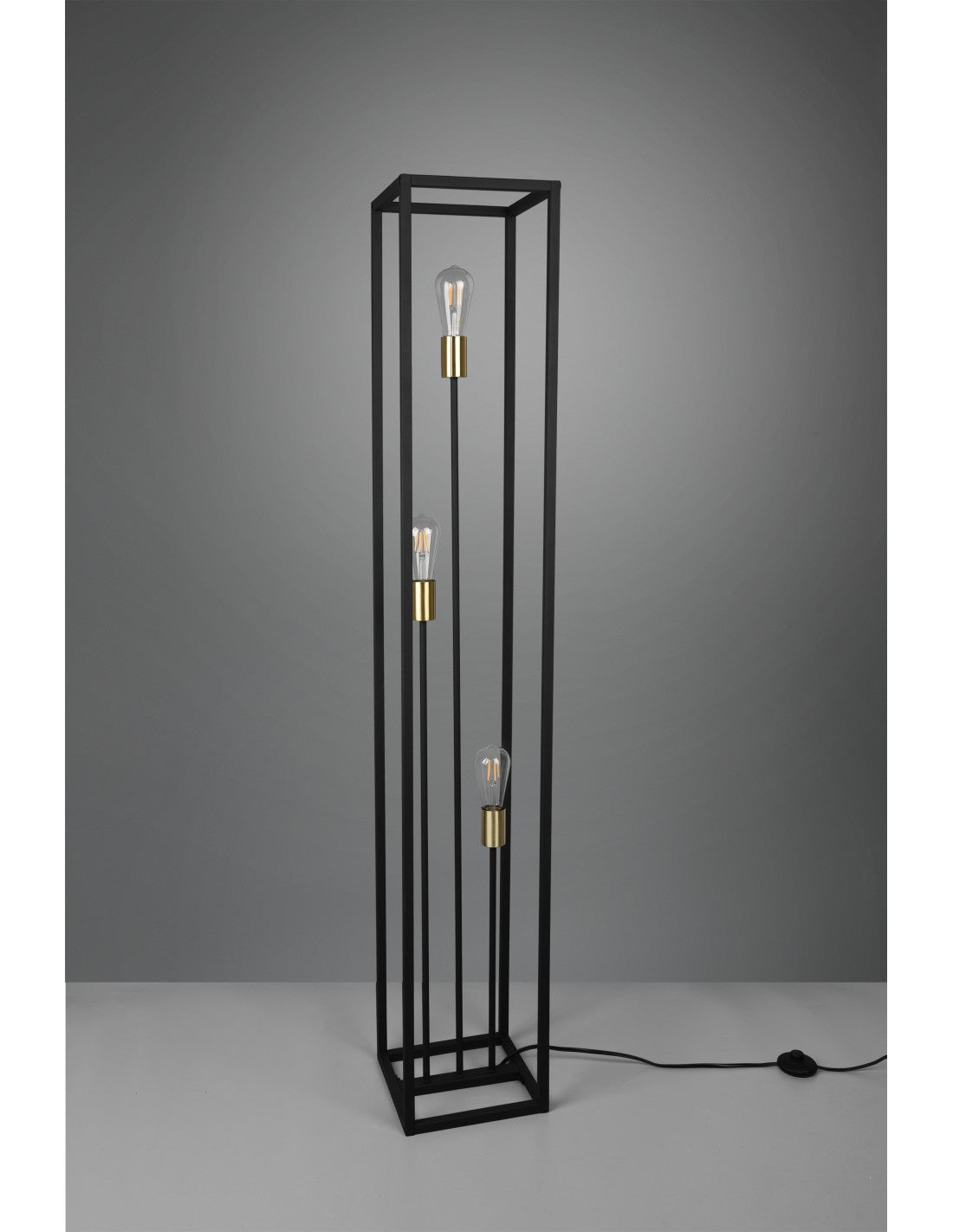 Piantana Per Salotto 3 Luci Cornice Metallo Nero Vito Trio Lighting