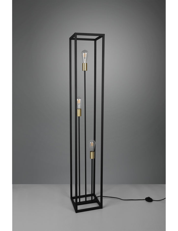 Piantana Per Salotto 3 Luci Cornice Metallo Nero Vito Trio Lighting