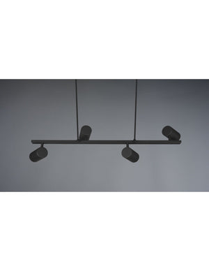 Sospensione Nera 4 Faretti Spot GU10 Orientabili Marley Trio Lighting