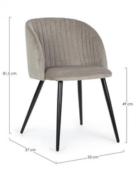 2x Sedia queen velluto tortora 53x57x81,5