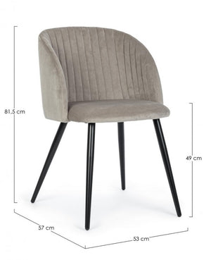 2x Sedia queen velluto tortora 53x57x81,5