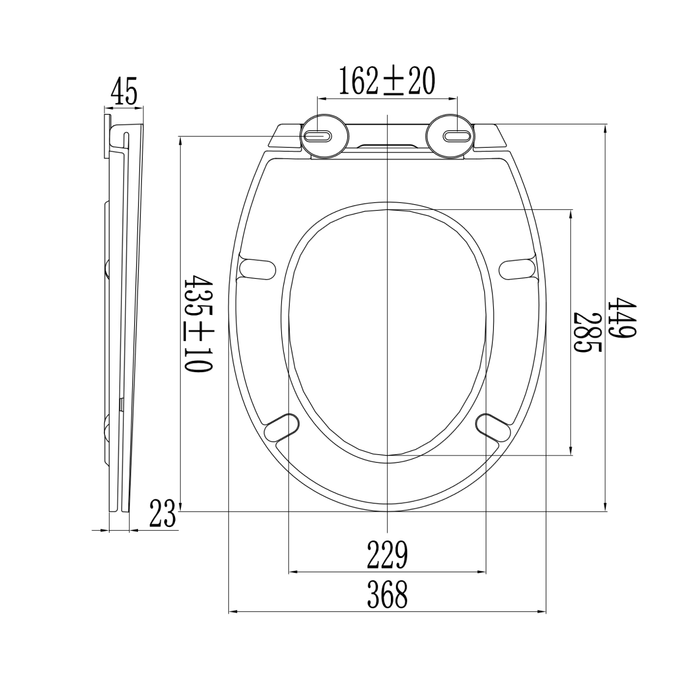 Coprivano ovale in termoidro bianco lucido