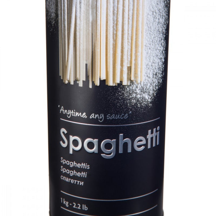 Contenitore per spaghetti in ferro con rilievo Nero 1kg diametro 8,5x h27 cm