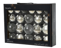 Box 21 pz Palline Vt Lucido Opaco Trasparente  Argento d.7Cm