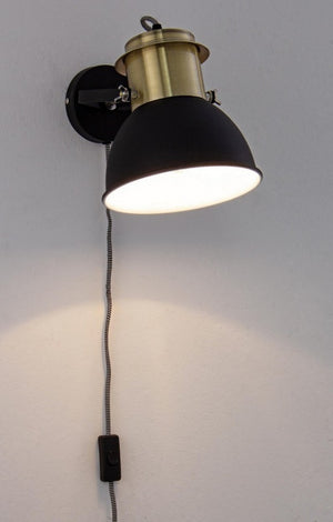 Lampada da parete ottone-nero D.19x30