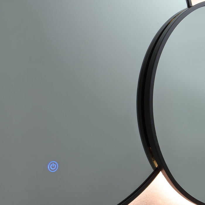 Specchio rotondo con bordo nero e led