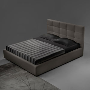 Letto matrimoniale Napoli tessuto tortora con contenitore