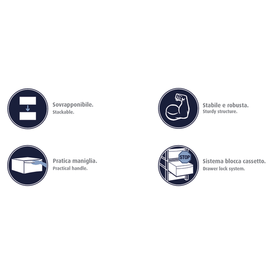 Cassettiera Tower 3 cassetti grigio 38x38x59 cm