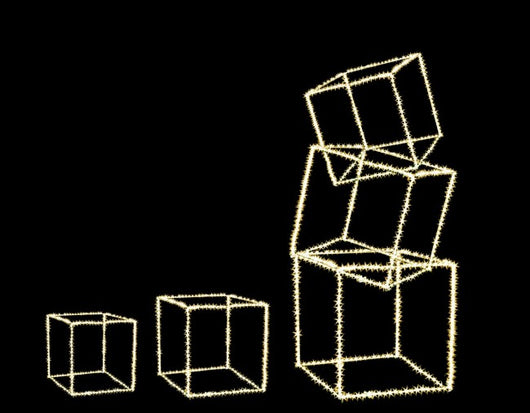 Cubo microled 55x55x55h, 45x45x45h, 35x35x35h, 30x30x30h, 25x25x25h in plastica