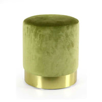 Pouf design verde chiaro velluto con oro cm 40 x 41 h