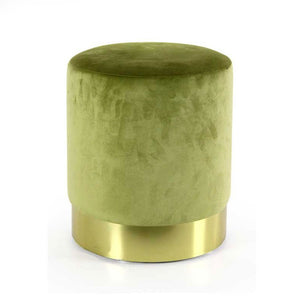 Pouf design verde chiaro velluto con oro cm 40 x 41 h