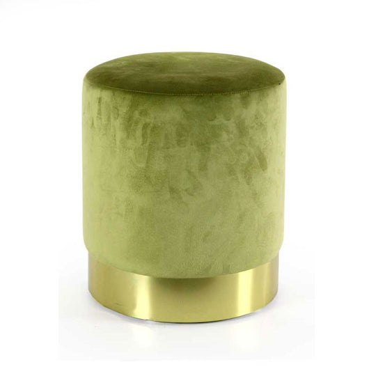 Pouf design verde chiaro velluto con oro cm 40 x 41 h
