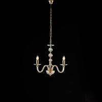 Lampadario oro con vetro e strass 49x43