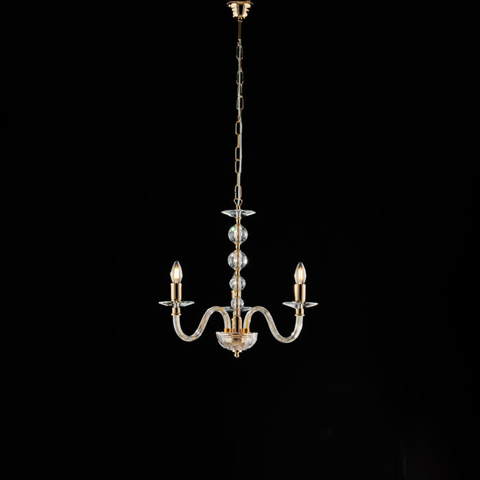 Lampadario oro con vetro e strass 49x43