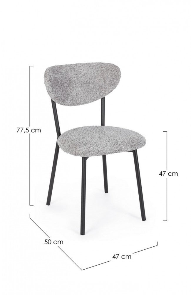2x Sedia grigia chiara 47x50x77.5 cm