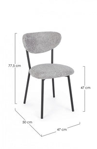 2x Sedia grigia chiara 47x50x77.5 cm