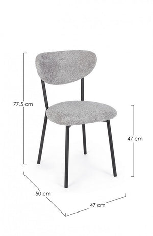 2x Sedia grigia chiara 47x50x77.5 cm