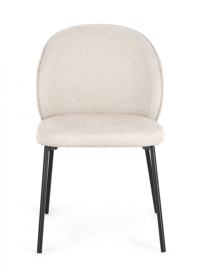 2x Sedia nero/beige 54x60x83h 48.5h1 in tessuto