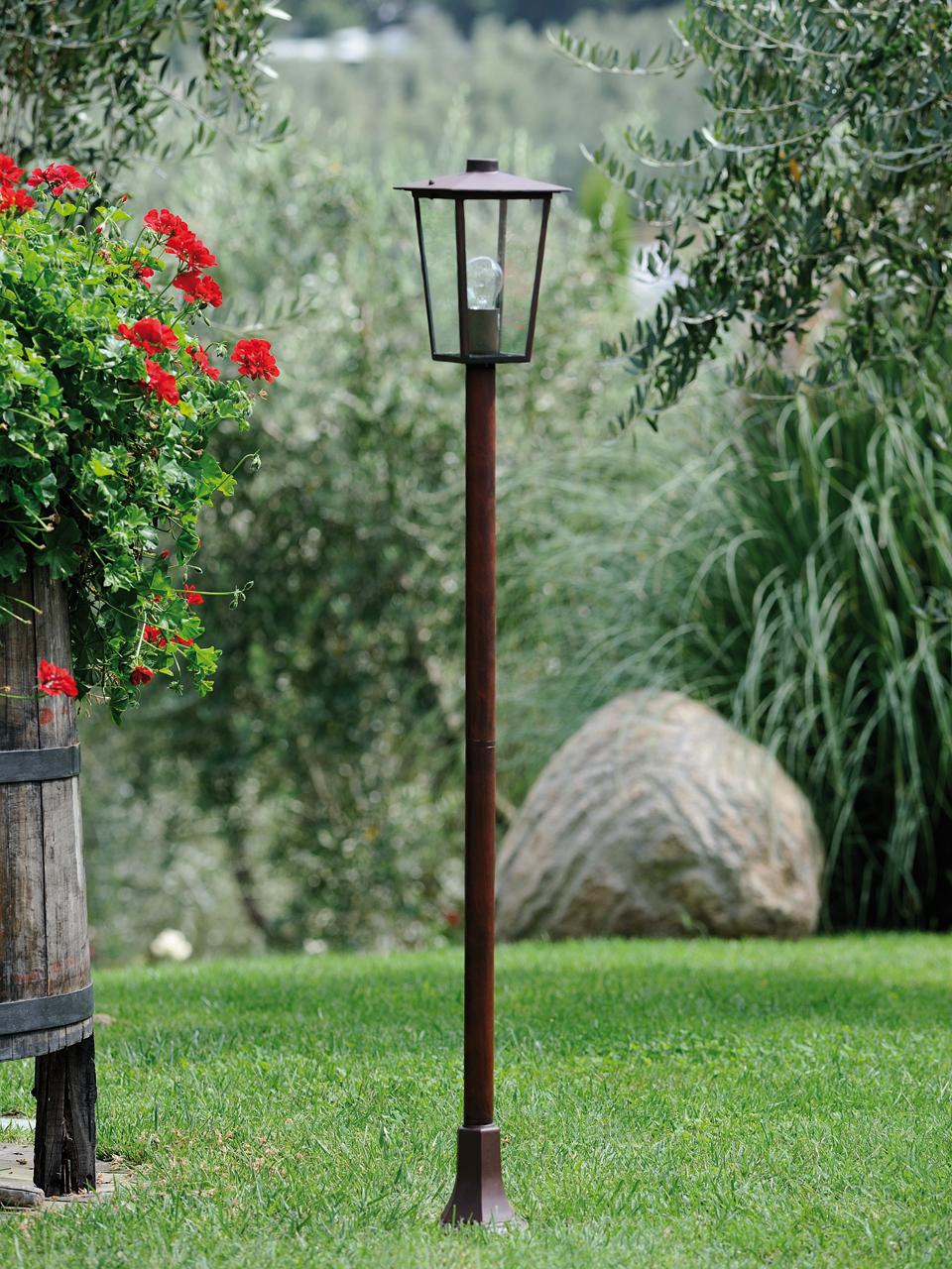 Lampada da esterno in alluminio pressofuso con diffusori in vetro trasparente biancooro